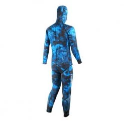 Aropec Mens Camo Blue Hooded Spearfishing Wetsuit 2mm 2pc