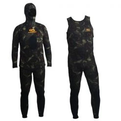 Aropec Open Cell Camouflage Mens Spearfishing Wetsuit 3.5mm 2pc L
